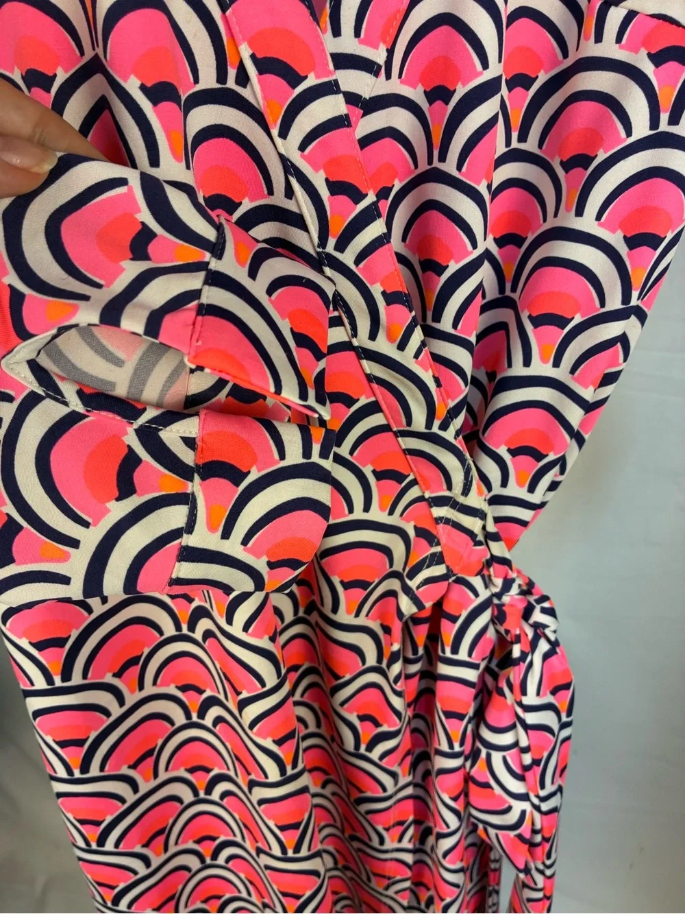 Julie Brown NY Geometric Print Pink Wrap Dress M